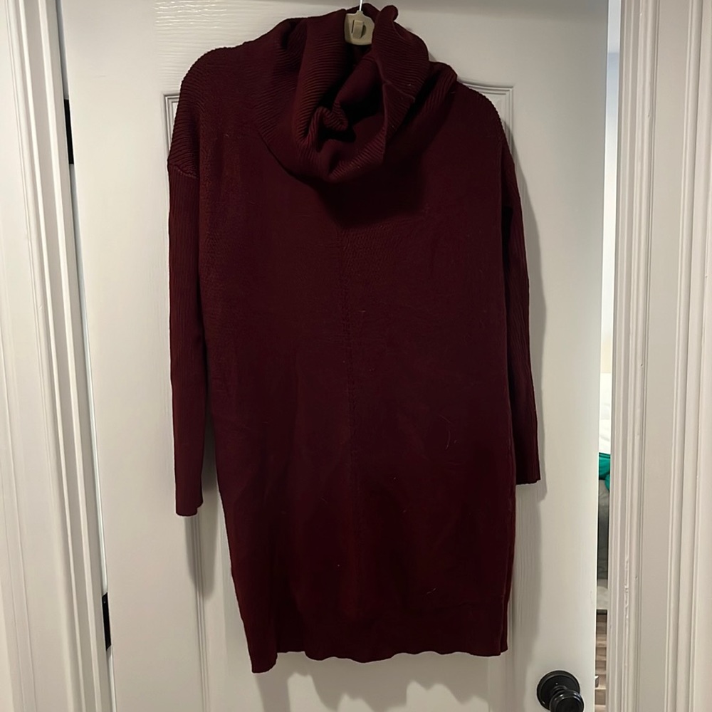 Lulus Maroon Cowl Neck Sweater Dress